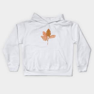 Contour Line Leaves on Taupe Kids Hoodie